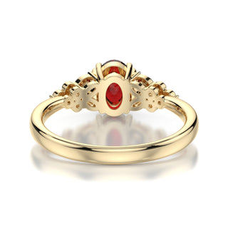 Elsa Ruby Engagement Ring with Diamond Side Stones