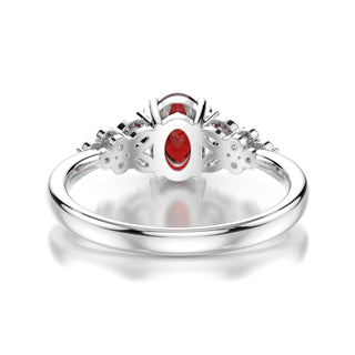 Elsa Ruby Engagement Ring with Diamond Side Stones