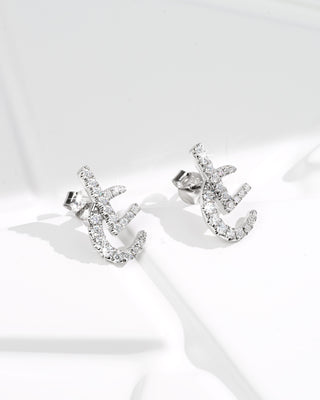 Luchys Motif Earrings - 925 Sterling Silver and Moissanite