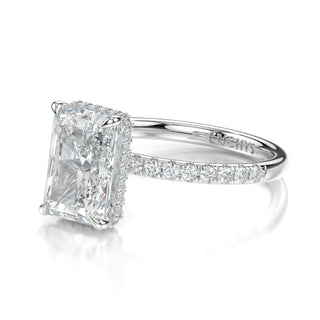 Celine Radiant Engagement Ring - Hidden Halo and French Pave Accents