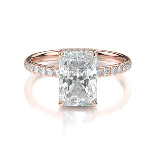 Celine Radiant Engagement Ring - Hidden Halo and French Pave Accents