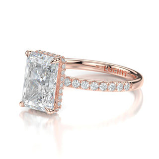 Celine Radiant Engagement Ring - Hidden Halo and French Pave Accents