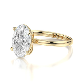 4.5ct Celine Oval Crushed Ice Moissanite Solitaire Engagement Ring - 18 Karat Gold Metal