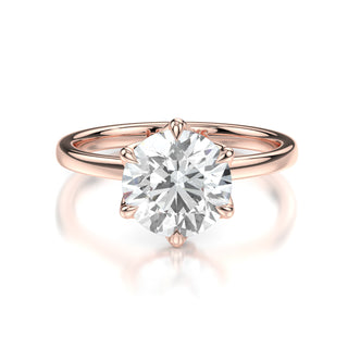 Celine Round Solitaire Engagement Ring - Petals Mounting