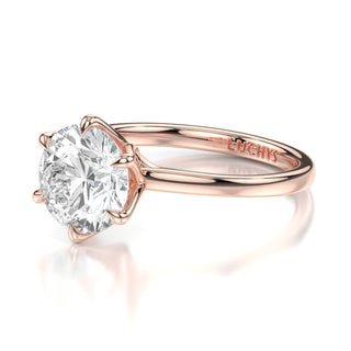 Celine Round Solitaire Engagement Ring - Petals Mounting