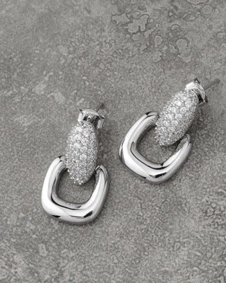 925 Sterling Silver Moissanite Pavé Loop Earrings