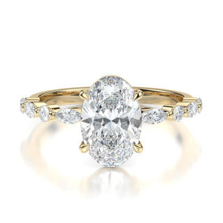 Chrisley Engagement Ring - Oval Centerpiece with Accented Marquise & Round Stones