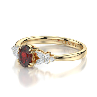 Elsa Ruby Engagement Ring with Diamond Side Stones