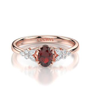 Elsa Ruby Engagement Ring with Diamond Side Stones