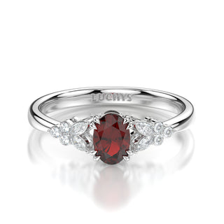 Elsa Ruby Engagement Ring with Diamond Side Stones