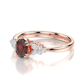 Elsa Ruby Engagement Ring with Diamond Side Stones