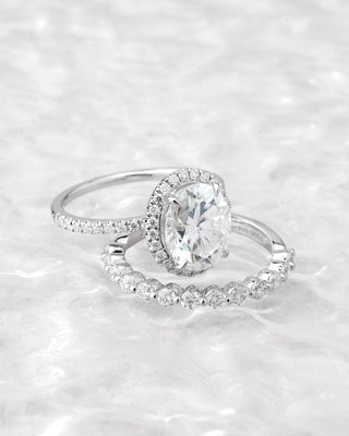 925 Sterling Silver Eleanora Grande Oval Moissanite Engagement Set