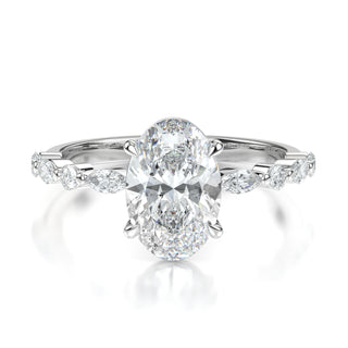 Chrisley Engagement Ring - Oval Centerpiece with Accented Marquise & Round Stones