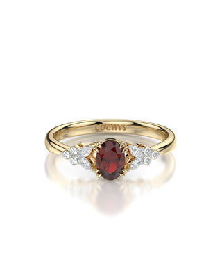 Elsa Ruby Engagement Ring with Diamond Side Stones