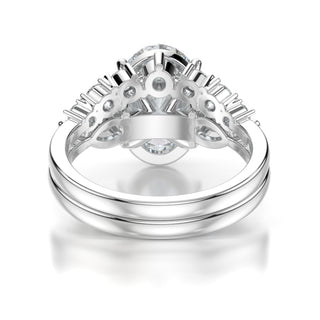 Regal Oval Engagement Ring & Wishbone Band - Royalty Set