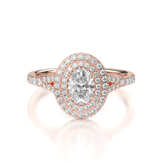 Gaia Oval Double Halo Natural Diamond Engagement Ring