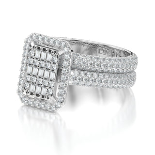 Radiant Baguette Natural Diamond Engagement Ring & Wedding Band Set