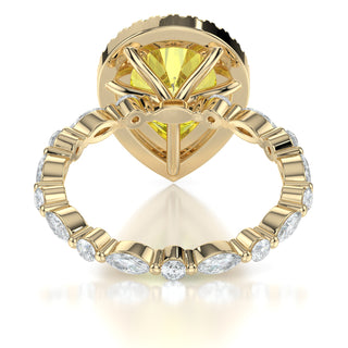 Eternity Pear Shaped Halo Blush Collection Engagement Ring - Golden Aurora