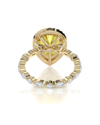 Eternity Pear Shaped Halo Blush Collection Engagement Ring - Golden Aurora