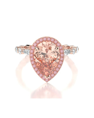 Eternity Pear Shaped Halo Blush Collection Engagement Ring - Rose Radiance