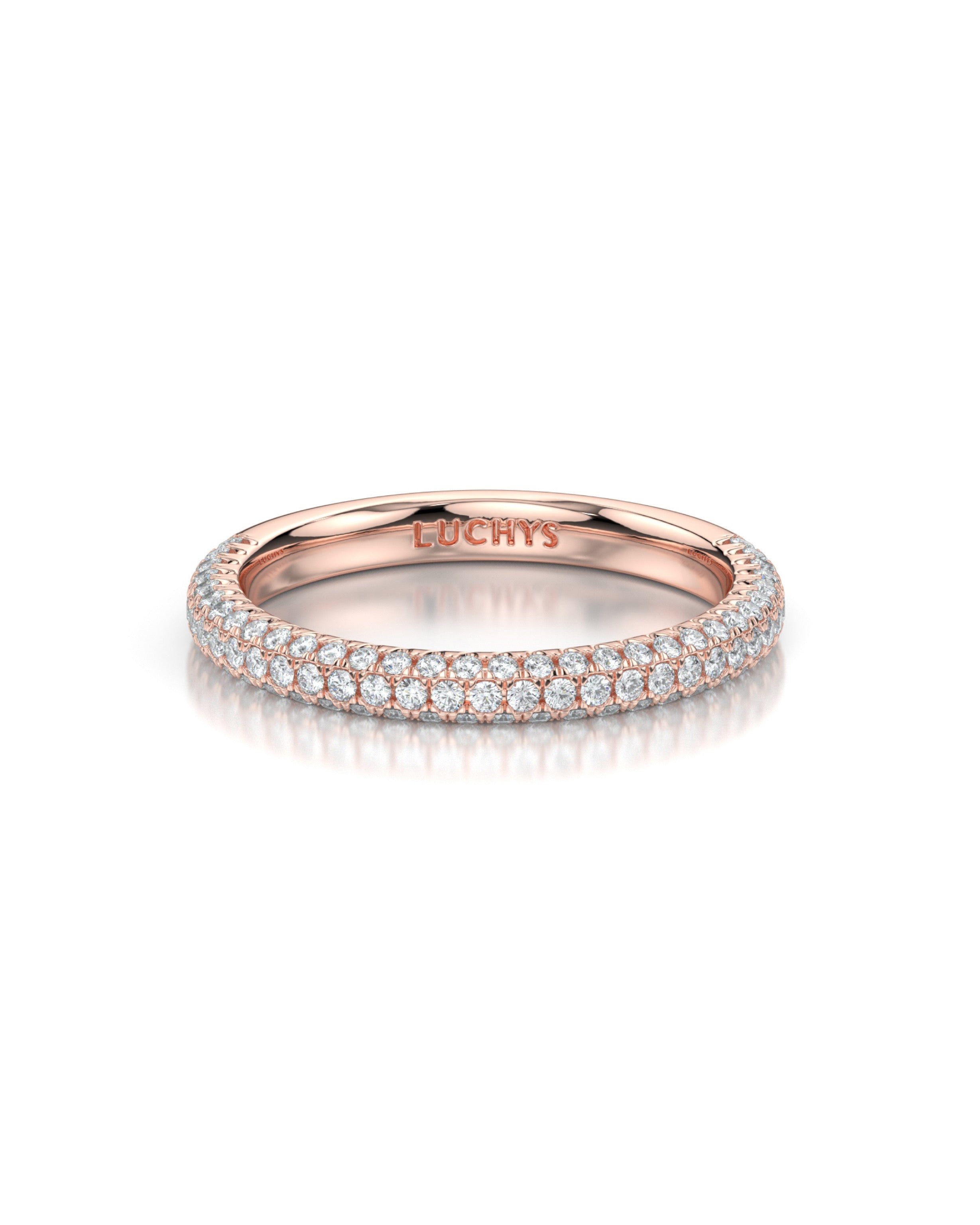 2.5mm Pave Natural Diamond 18 Karat Eternity Ring