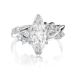 18 Karat Marquise Vine Engagement Ring Set