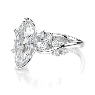 18 Karat Marquise Vine Engagement Ring Set