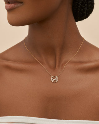 Diamond Initial Disc Neckpiece