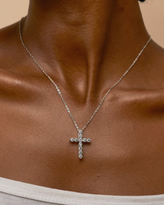 925 Sterling Silver Moissanite Cross Necklace