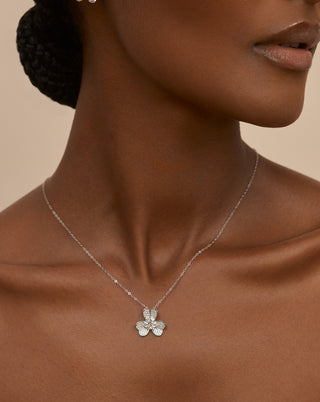 925 Sterling Silver Clover Leaf Necklace and Earrings