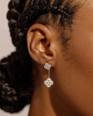 Diamond Clover Dropping Earrings